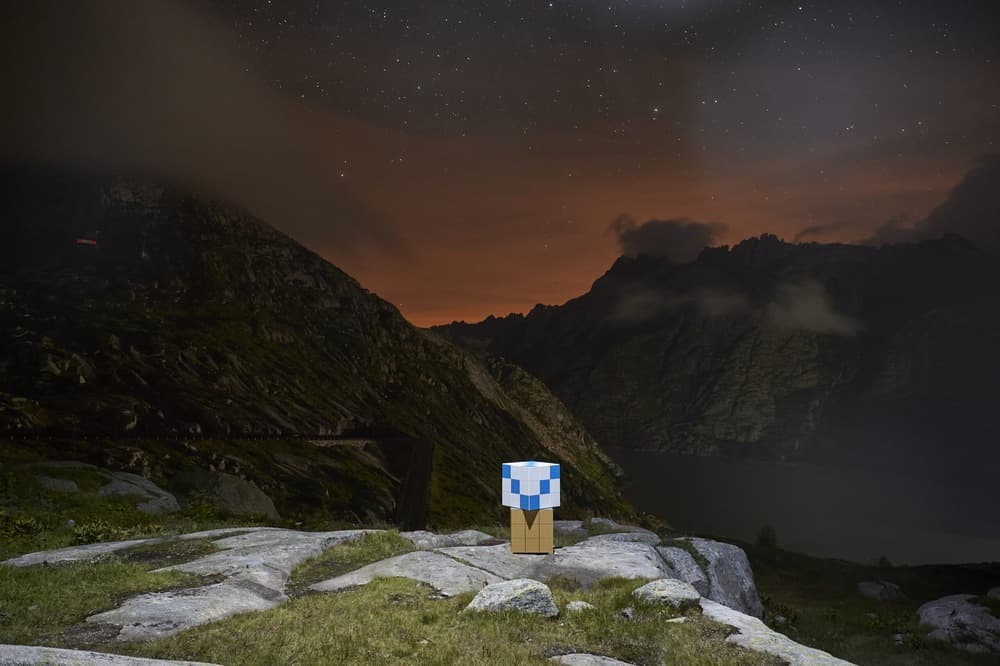 EINSTEIN® modular unit photographed at dusk in an alpine setting, warm evening light